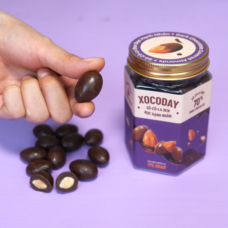   LIVE  Sô-cô-la đen bọc hạnh nhân - Hủ 175g - Thơm nồng chocolate cùng hạnh nhân giòn thơm - Heyday 