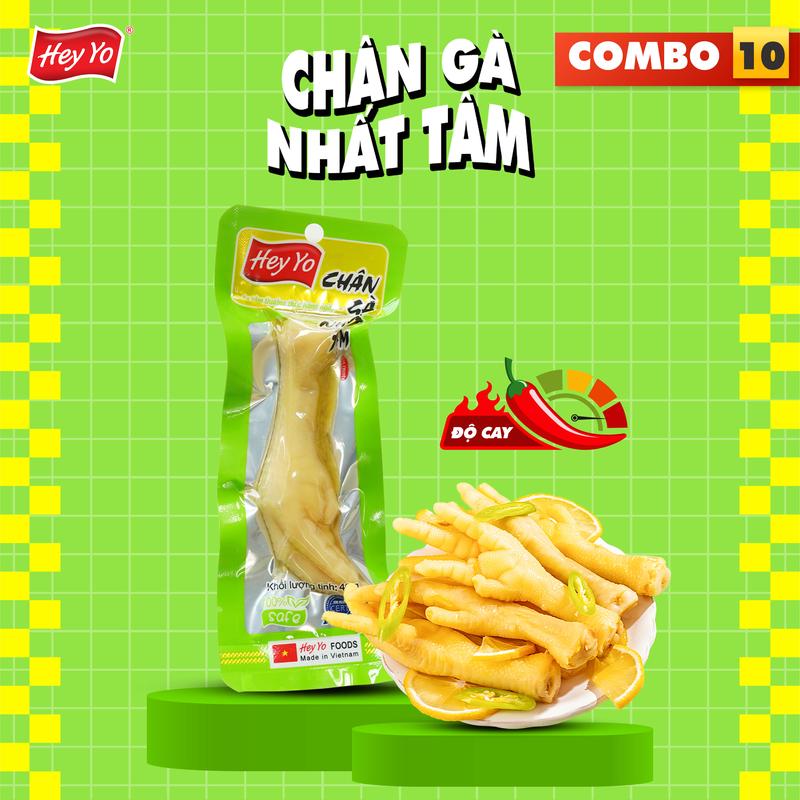  HEY YO Combo 10 Chân Gà Siêu Cay Nhất Tâm 40g Chân Gà Ngâm Ớt Xanh Thơm Ngon Chất Lượng Sản Phẩm Việt Nam Tẩm Ướp Cay Đậm Phù Hợp Ăn Được Cay Mặn 