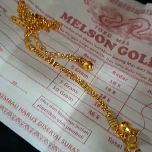 Gelang kaki perhiasan wanita model rantai spasi terlaris bahan emasmuda free surat dari toko