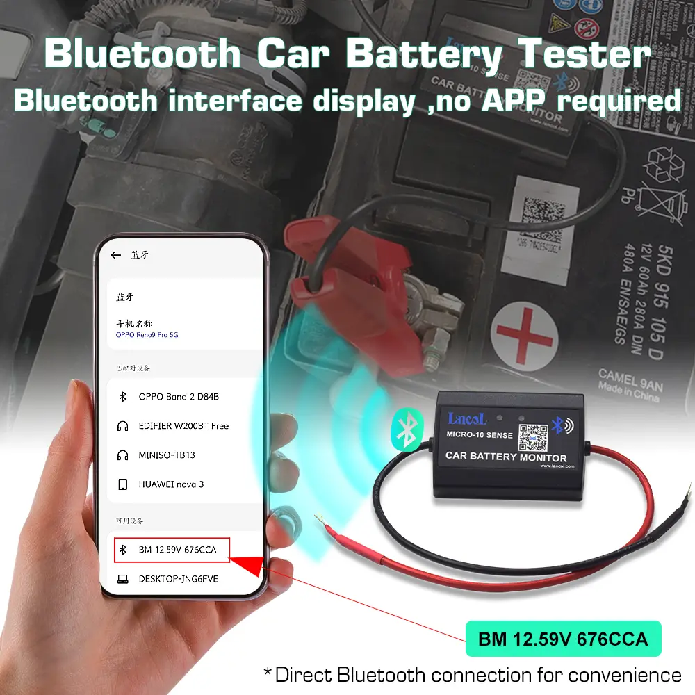 Lancol Micro-10E Bluetooth Car Battery Monitor 12V Battery Tester Battery Analyzer Voltage+CCA Display for Android
