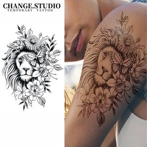 รอยสักชั่วคราว ดีไซน์รอยสักสิงโต กันน้ำและทนต่อการถู เหมาะสำหรับรอยสักชั่วคราว สติ๊กเกอร์รอยสัก มาพร้อมกับสูตรที่สมบูรณ์แบบสำหรับการออกแบบรอยสัก
