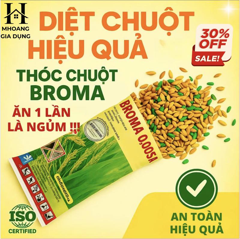 COMBO 50 Gói Thóc Chuột Sinh Học Broma Thế Hệ Mới – Bả Diệt Chuột Hiệu Quả Trong Nhà Ngoài Đồng An Toàn Sinh Học
