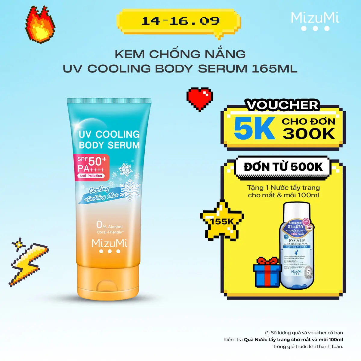 Kem Chống Nắng MizuMi UV Cooling Body Serum SPF50+ PA++++ 165ml