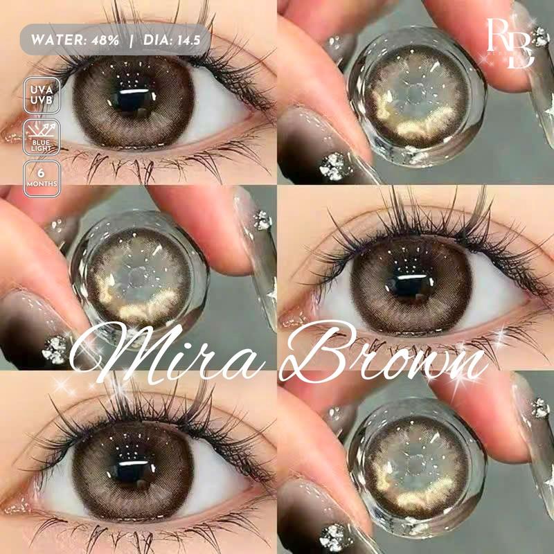 CÓ CẬN 1 Cặp Kính Áp Tròng Màu Nâu Douyin Mira Brown Lens Mắt Màu Nâu Tây + Tặng Khay Dụng Cụ Đeo