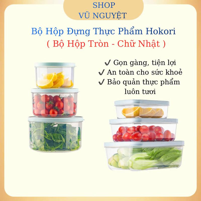  Bộ 6-9-12 Hộp Đựng Thực Phẩm Hokori Trong Tủ Lạnh Hộp Lạnh Nhựa PP Đa Dạng Kích Thước Sử Dụng Được Trong Lò Vi Sóng 
