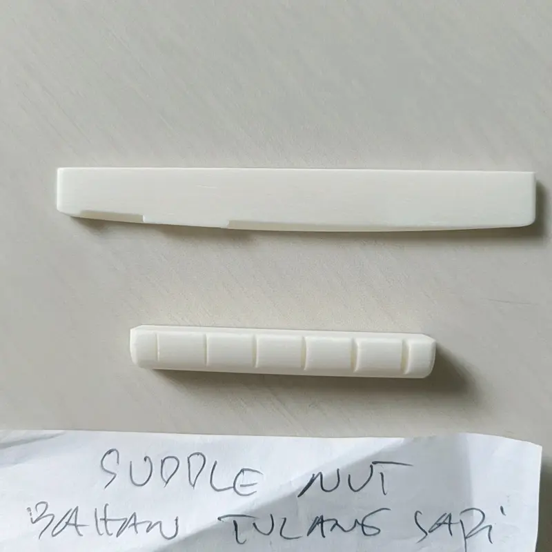 Suddle dan nut gitar akustik string bahan tulang sapi original satu set bukan Plastik 3