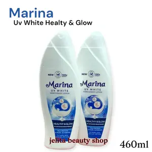 (460ml) Marina Uv White Healty & Glow Hand and Body Lotion 460 ml Biru | Kulit Tampak Lebih Cerah Merta & Sehat Bercahaya Handbody