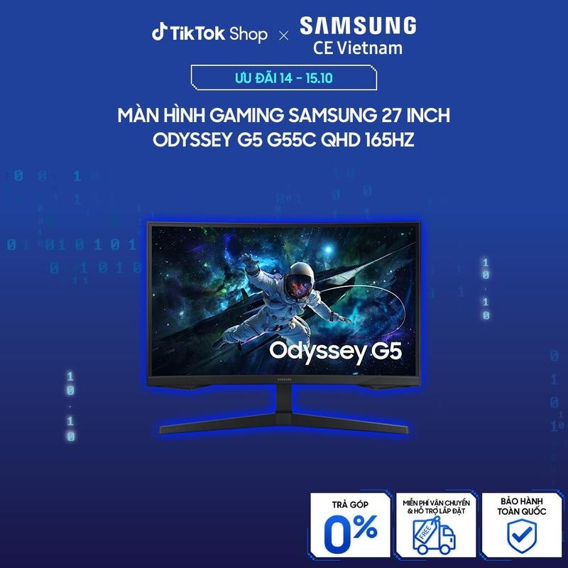 [Freeship] Màn hình Gaming Samsung 27 inch Odyssey G5 G55C QHD 165Hz LS27CG552EEXXV - Giao hàng sau 15 ngày