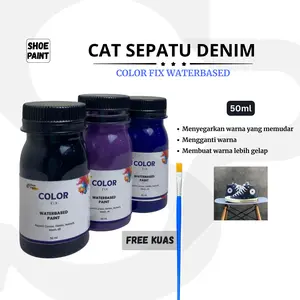 SHOE PAINT- cat sepatu permanen cocok untuk sepatu dan topi berbahan denim  - waterbased paint - free kuas-50ml