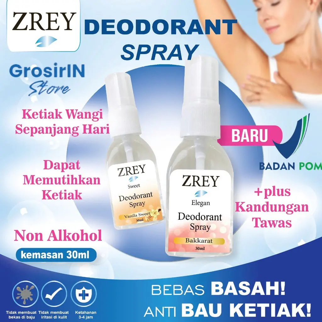 Deodorant Spray Tawas wangi Parfum tahan lama anti Bau Ketiak BPOM Original