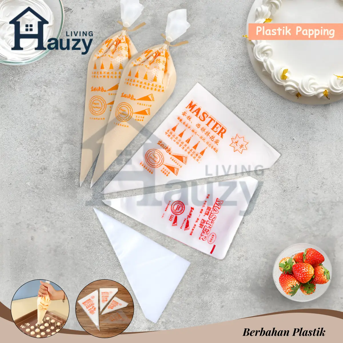 Hauzy - Papping Bag Cream Praktis /Buttercream Papping Bag Premium/ Plastik Segitiga Cake Cream Serbaguna