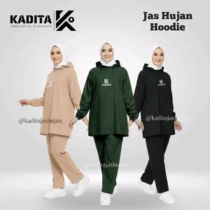 Kadita Jas Hujan Model Hoodie Pria dan Wanita Dewasa Bahan PVC Waterproof Tebal Anti Rembes Murah