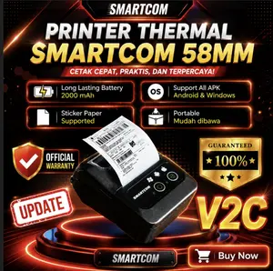 SMARTCOM Printer Thermal Bluetooth KASIR PPOB V2 58mm Baterai 2000 mAh