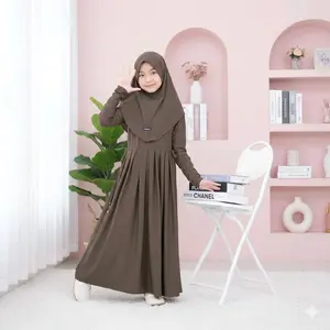 Gamis Anak Bahan Jersy Abaya inara baju dress zelina pakaian terbaru set hijab kekinian usia 2-13 tahun Nyaman Wanita Muslim