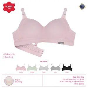 Sorex Bra Busa Tanpa Kawat Kait 3 Setara Cup A-B Cutting ¾ Rania Harian BH 99189 Lembut Nyaman