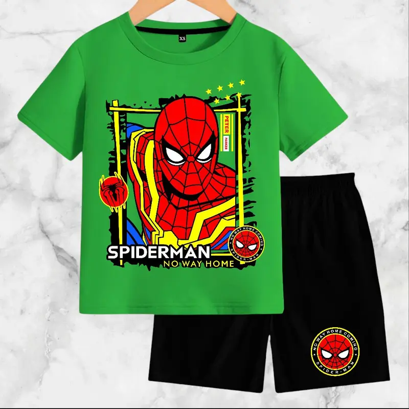 Setelan Baju Anak-Anak Spiderman Kaos Catton Soft 24s DTF/Digital Berat Badan XS-XXXL Fashion Kids - Motif, Celana 5