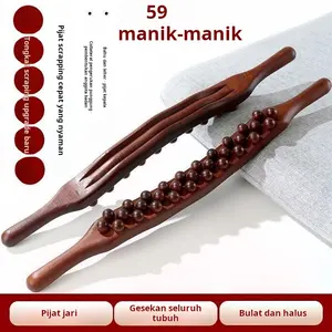 Tongkat Pijat Gulung Tendon Baris Ganda 59 Manik-manik Alat Pengikis Perut Meridian Universal untuk Pijat dan Meningkatkan Sirkulasi Darah