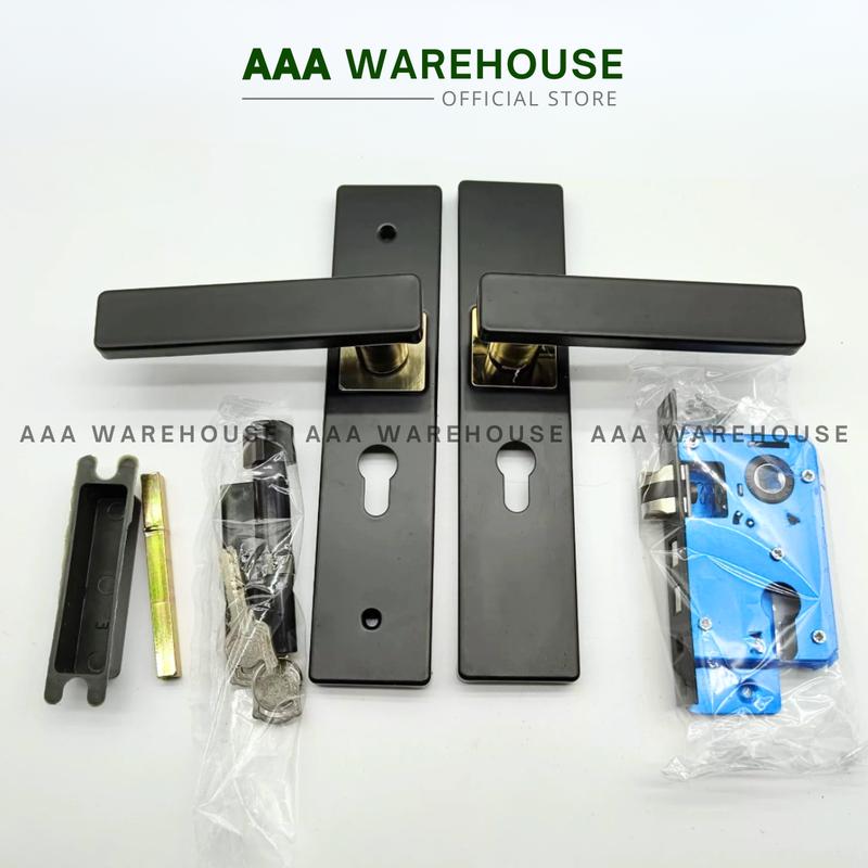 [AA801.05 Đen] Bộ Khoá Tay Gạt 20cm Cửa Phòng Nội Thất Khung Bao 4*8, hàng giá tốt (sẵn hàng)