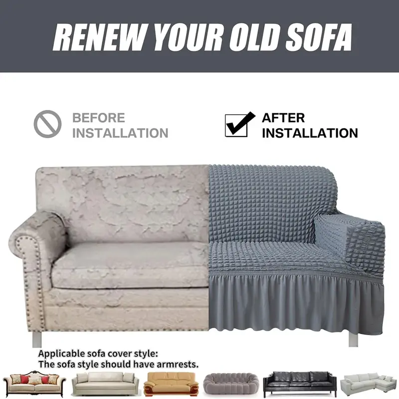 Bọc Ghế Sofa vải thun Thông Dụng 1 2 3 4 chỗ ngồi, Co Giãn Seersucker, Thích Hợp Cho Phòng Khách Vỏ Gối 2
