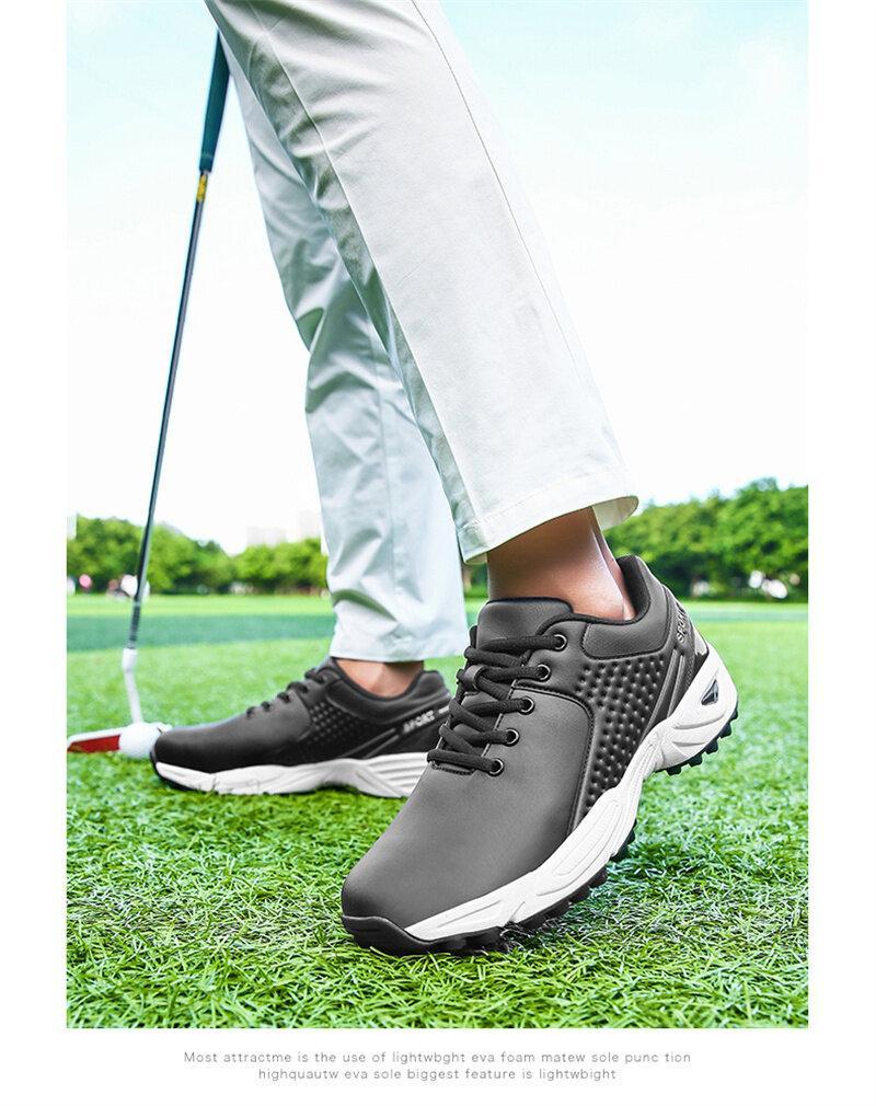 Product Introduction of New High Quality Men Professional Golf Shoes Waterproof Spikes Golf Sneakers Black White Golf Trainers Big Size 40-47 24