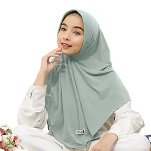 Kerudung Muslim Hijab Bergo Size M L Jumbo spandex Zoya Premium Adem Warna Sage
