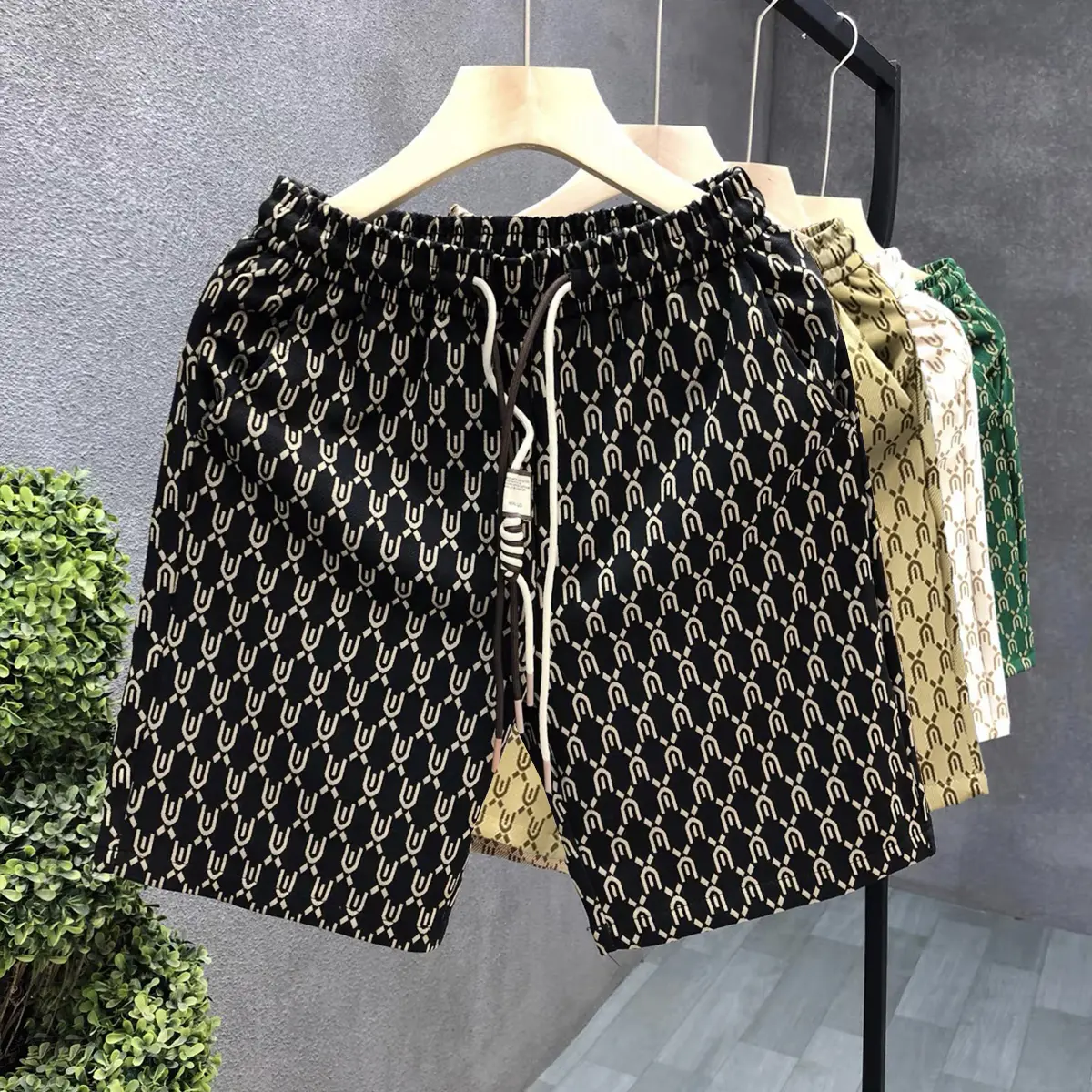 Casual Shorts Summer Fashion Korean Style Plus Size Loose Vintage Black for Men