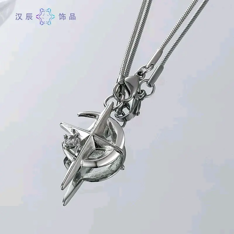 Kalung Titanium Stainless Steel Liontin Bulan Bintang Anti Karat Anti Luntur untuk Pria dan Wanita - Aksesoris 8