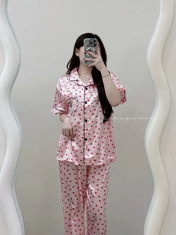 [PickMe] #A32  Baju tidur lengan pendek stelan oneset wanita baju tidur satin lengan pendek 5