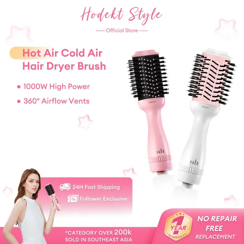 HODEKT Wireless Digital 2-in-1 Straightening Brush and Curling