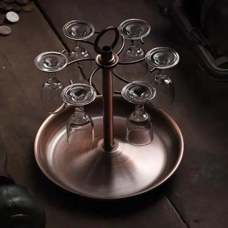 Sắt Baijiu Cup Rack, Đôi sắt tấm nhỏ Goblet Rack, Baijiu Cup Storage Rack, Mà có thể chứa 12 ly, với một Retro và đẹp xuất hiện 1