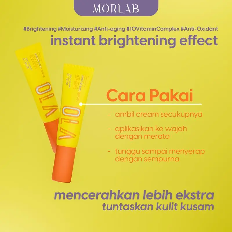 【2025 NEW LAUNCH】MORLAB V10 VITAMIN TONE UP CREAM WITH IDEBENONE Mencerahkan Pencerah Perawatan Wajah Pelembab Moisturizer 3