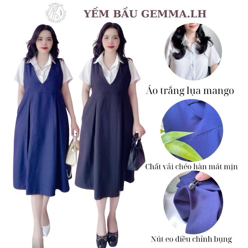 Yếm bầu lẻ GEMMA.LH Y5 , yếm bầu cổ tim có xếp ly, có túi , yếm bầu màu đen . Xanh den .có size từ 40kg đến 120kg. Váy Bầu Đầm Bầu
