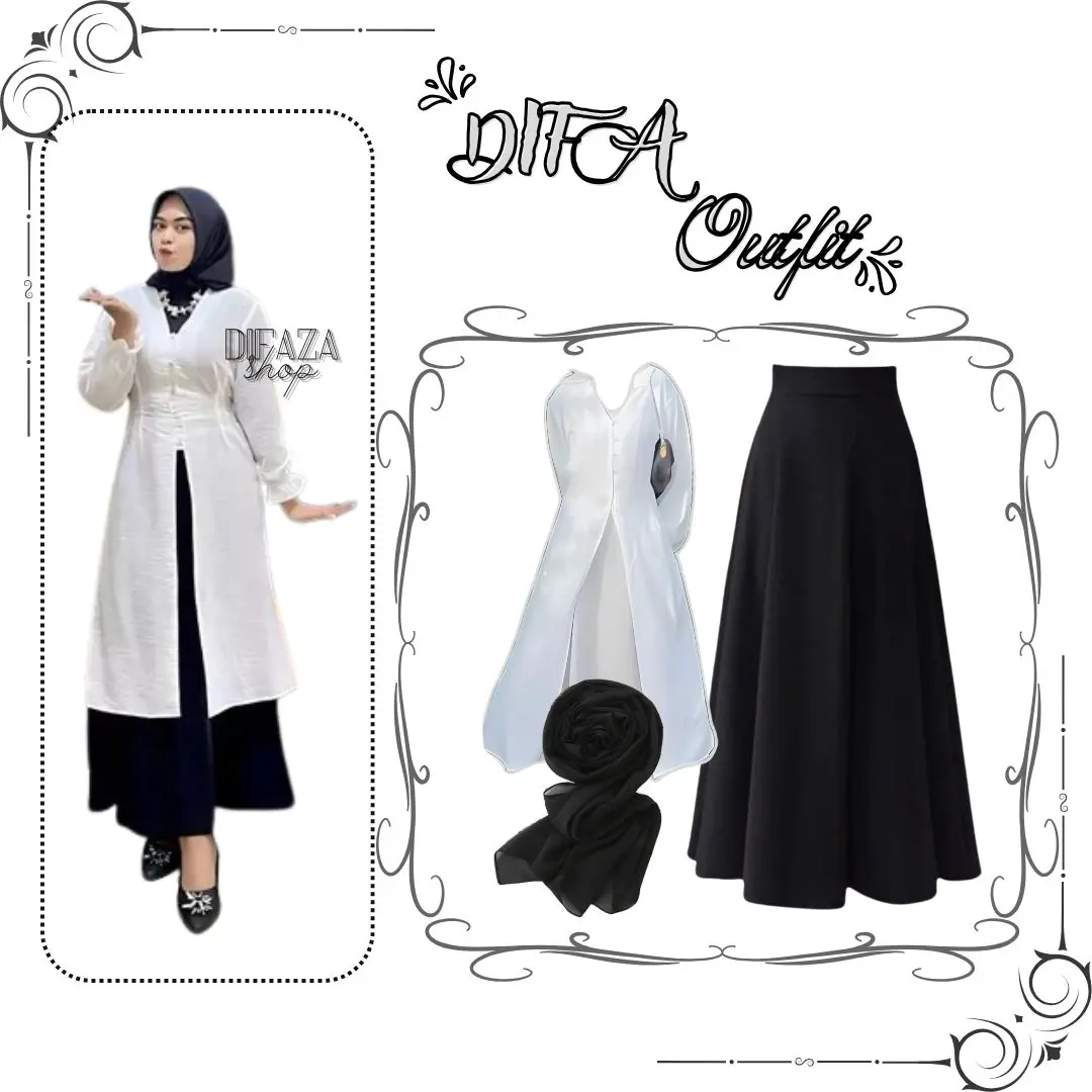 DF 546 - Oneset Kekinian ala Korea {JILBAB, TUNIK, ROK} OOTD korean style