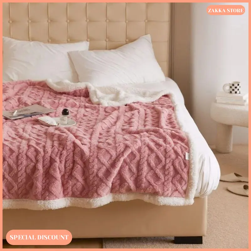 Zakka Store COD Selimut Hangat Musim Dingin / Selimut Sofa / Tempat Tidur Bulu Poliester Polos 4