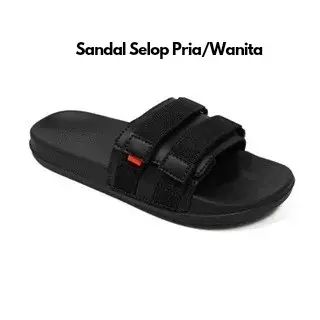 BogorOfficial Sandal Pria/Wanita Sandal Slipper Terbaru Ringan/Sendal Wanita Kece Shoes Black