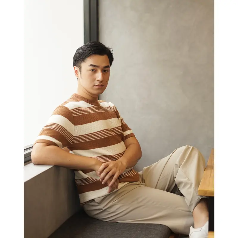 Gonegani Man - Atasan Pria Bahan Knit Stripe Shirt 2