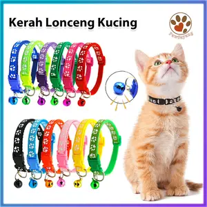 Kalung Kucing Lonceng Berbunyi Motif Kaki (Dapat Disesuaikan 19–32cm)
