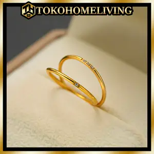 THL Cincin titanium tahan karat ultra-halus berlian-set sederhana dan modis untuk wanita A178