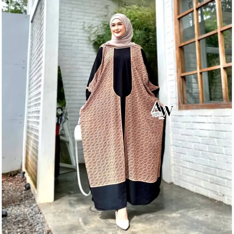 Jingga Kaftan by Daster Qu Gamis Kaftan Rayon Premium Busui Motif Grosir Klamby Baju Muslim Wanita Jumbo 3