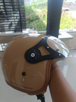 Product Review of HELM BOGO DEWASA KACA PILOT CLEAR MODEL HIJAB RETRO PRIA WANITA LIST BUSA COKLAT FULL LEHER SNI TERBARU MOTORCYCLE from M**🌻 2