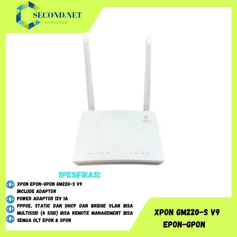 ONU XPON GM220-S ONT EPON GPON Wifi Antena 6(802.11ax) Include Adaptor Modem Router Sinyal 2