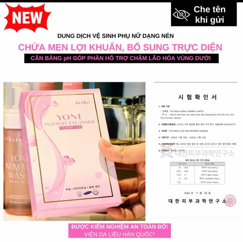 Dung Dịch Vệ Sinh Phụ Nữ Dạng Nén Yoni Intimate Cleaser Chứa Men Lợi Khuẩn Bổ Sung Trực Diện Cân Bằng pH Hỗ Trợ Làm Chậm Lão Hóa Vùng Dưới Sạch Thơm Cải Thiện Tái Lại Nặng Mùi