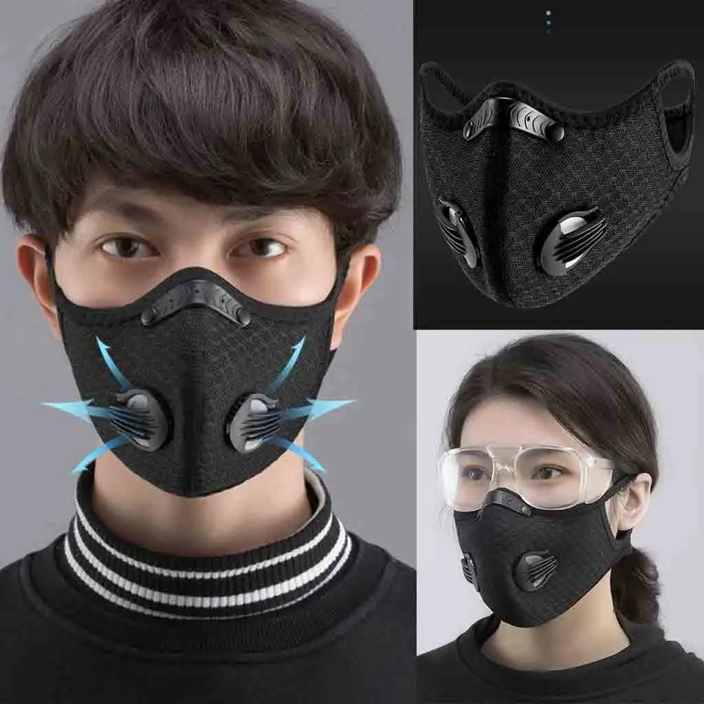 Masker Activated Carbon Breathable Mask PM 2.5 Anti Pollution cocok untuk pekerja pabrik asap / MASKER KN95 WITH BREATHING VALVE WASHABLE / MASKER PM 2.5 / masker motor dengan lubang sirkulasi udara untuk bernafas bisa dicuci ulang anti polusi