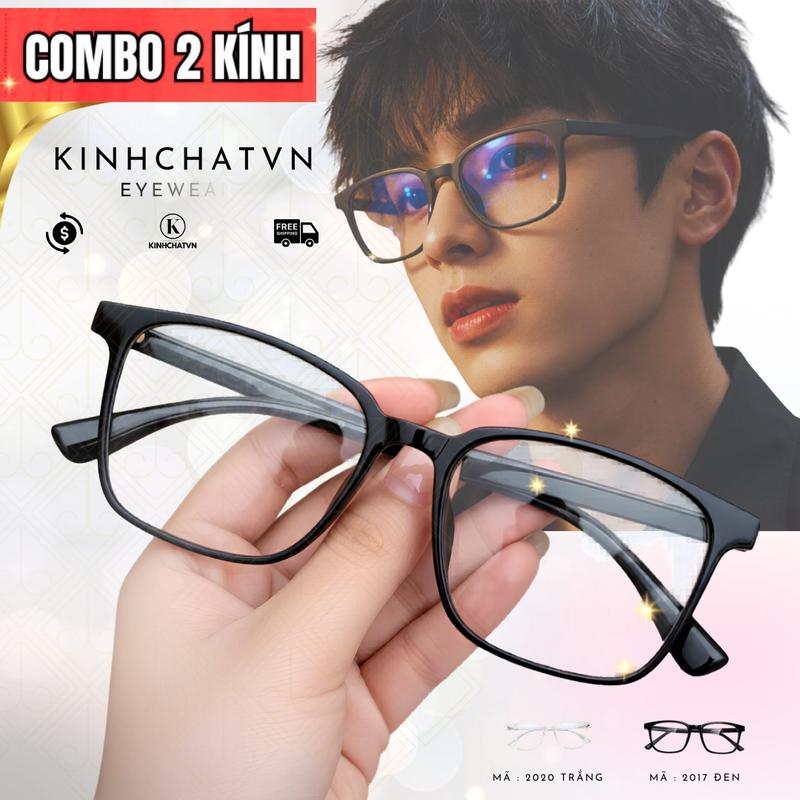 Combo 2 Kính Mắt Giả Cận Thời Trang Nam Nữ - Gọng Nhẹ Cao Cấp, Chống Ánh Sáng Xanh, Kiểu Dáng Unisex, Tròng Kính Chất Lượng Cao KC96