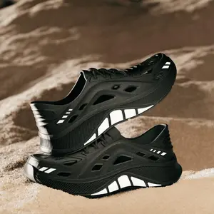 Flex&ToeSpots Sandal olahraga luar ruangan hitam desain berlubang cepat kering bahan ringan nyaman mudah dibersihkan untuk aktivitas outdoor seperti trekking camping dan jalan-jalan soul dengan tinggi 3.5cm 202512304655