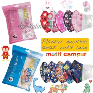 Masker duckbill anak motif lucu isi 50 pcs/ Masker duckbill anak kids 3ply murah fashion