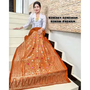 Kamen Songket Bordir Lembaran Premium Motif Terbaru dengan Desain Elegan dan Warna Cerah