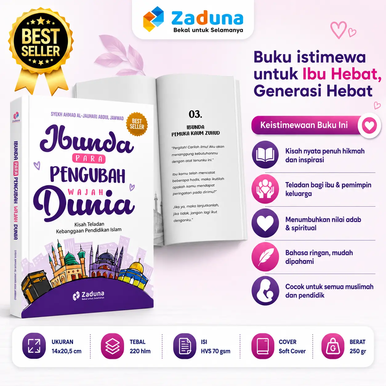 Zaduna Buku Healing Parenting untuk Para Ibu Ibunda Pengubah Wajah Dunia Kisah Teladan Kebanggaan Pendidikan Islam Ahmad Al-Jauhari Soft Cover Edisi Reguler 14x20 5 cm 220 Halaman