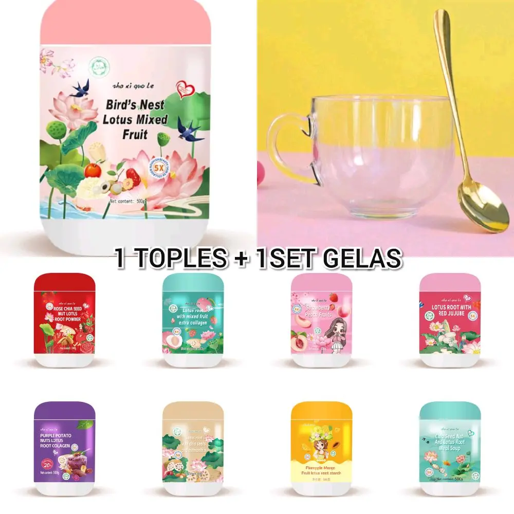 Bubuk teratai 1 toples +(1set gelas&sendok)