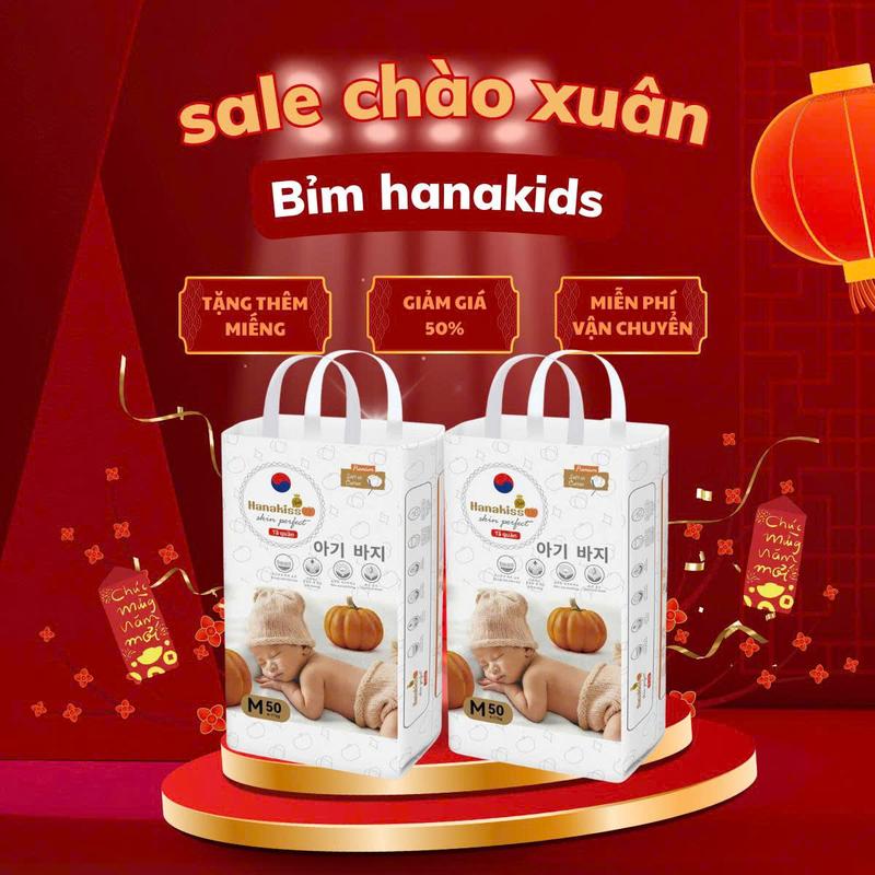 hanakids/hanakiss gold bỉm quần cho bé công nghệ Hàn Quốc, bỉm hữu cơ chống hăm cho bé size M -4XL Cho Bé mijuku ta  100  miếng